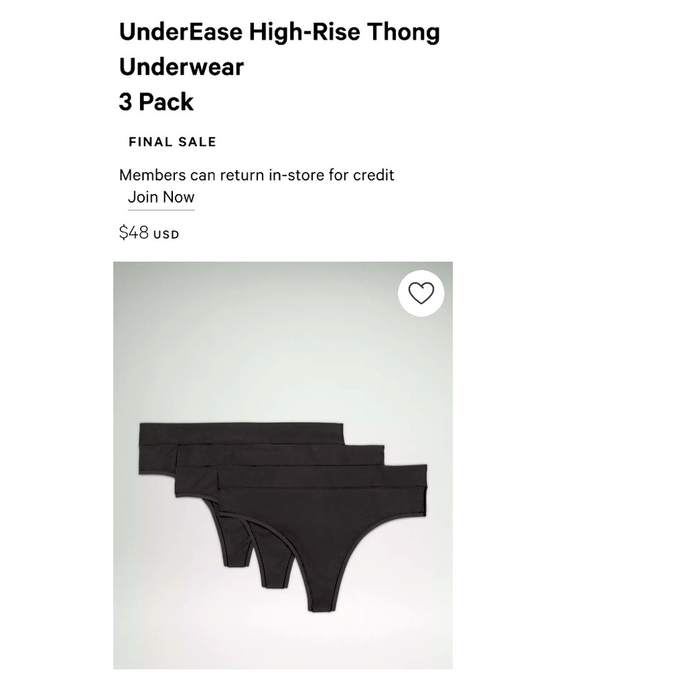 Lululemon Underease High-rise Thong Panty